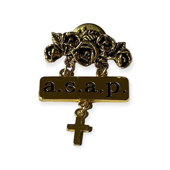 Abbey Press A.S.A.P. Dangle Cross ASAP Rose‎ Hat Lapel Pin Tack - Picture 1 of 2